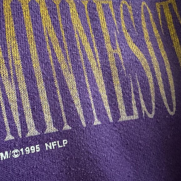 Vintage 1995 Logo 7 Mens Minnesota Vikings 50/50 Crewneck Sweatshirt L - Picture 2 of 5
